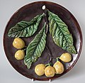 Wall plate, 10.4 in, coloured glazes, ultra-naturalistic Palissy style