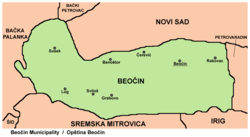Map of the Beočin municipality, showing the location of Susek