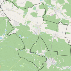 Mapa konturowa gminy Koszęcin, po lewej nieco u góry znajduje się punkt z opisem „Rusinowice”