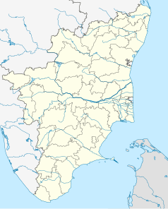 Mapa konturowa Tamilnadu, po lewej znajduje się punkt z opisem „Mettupalayam”