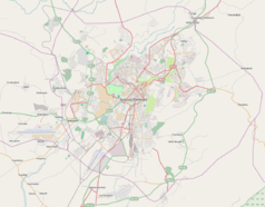 Mapa konturowa Erywania, u góry nieco na prawo znajduje się punkt z opisem „Erywań”