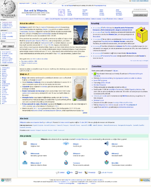 Hlavní strana Rumunské Wikipedie