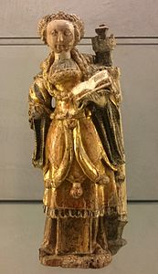 Sainte Barbe, Malines, début XVIe siècle, bois de chêne, musée des Beaux-Arts de Lyon.