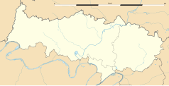 Mapa konturowa Doliny Oise, na dole nieco na prawo znajduje się punkt z opisem „Soisy-sous-Montmorency”