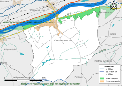 Carte des ZNIEFF de type 1 localisées sur la commune[Note 2].