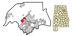 Location in Quận Etowah, Alabama