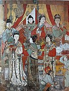 Las señoras de un fresco de la dinastía Yüen (1279-1368).