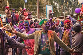 Himachali people covered in holi colours, dancing. 01.jpg