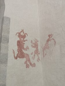 Painting of the devil at Garde kyrka