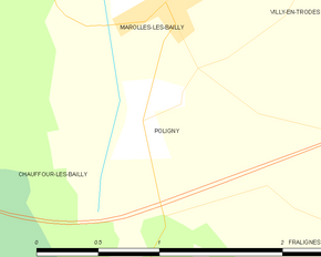 Poziția localității Poligny
