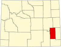 Map of Vajoming highlighting Platte County