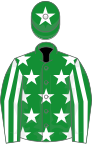 Green, white stars, striped sleeves, star on cap