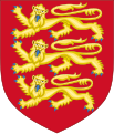 Escudo de Inglaterra utilizado entre 1198 y 1340; actualmente se encuentra cuartelado en las armas del Reino Unido.