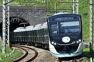 Tama-Plaza İstasyonu'nda bir Tokyu Den-en-toshi Hattı 2020 serisi EMU seti