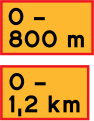 Length of stretch of road beginning at sign