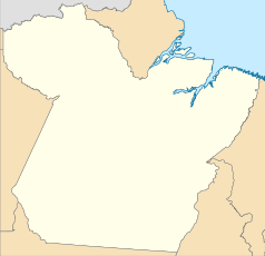Mapa konturowa Pará, blisko prawej krawędzi u góry znajduje się punkt z opisem „Quatipuru”