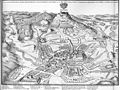 Burg Hohenzollern mit Hechingen, Kupferstich von Merian, um 1650