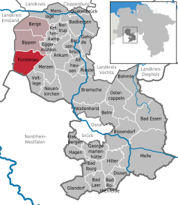 Läget för staden Fürstenau i Landkreis Osnabrück