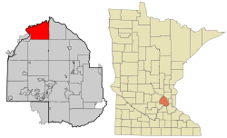 Location of the city of Rogers within شهرستان هنپین، مینه‌سوتا, Minnesota