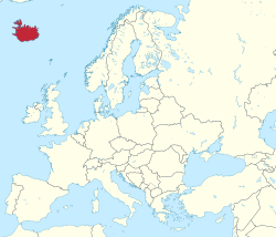 Localisation géographique de l'Islande en Europe