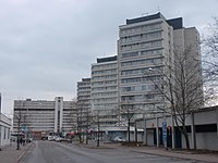 Torikatu tornbyggnader och Pohjolatalo i centrum av Kouvola