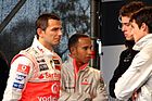 left to right; Pedro de la Rosa, Hamilton, Paul di Resta and Bruno Spengler, at Stars and Cars 2007