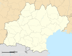 Mapa konturowa Oksytanii, na dole znajduje się punkt z opisem „Campagne-sur-Aude”