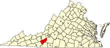 Разположение на окръга в Вирджиния