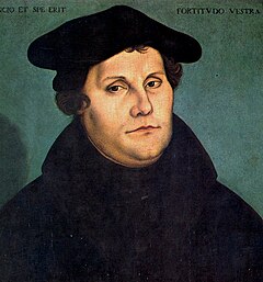 Martin Luther är en central karaktär inom lutherdomen. Porträtterad 1529 av Lucas Cranach d.ä.
