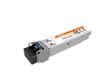 Modul fibră optică sau transceiver care permite conectarea unei fibre optice prin conector LC. Acest modul este introdus într-un slot SFP de pe un swici. Model Tenda TEG311SM.