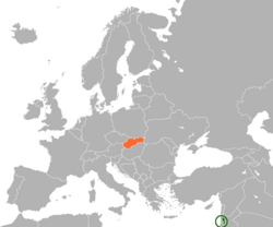 Map indicating locations of Palestine and Slovakia