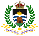 The emblem of the Royal Police Force of Antigua and Barbuda featuring the Crown