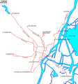 English: Szczecin Tram Plan in 2000 Polski: Sieć tramwajowa Szczecina w 2000