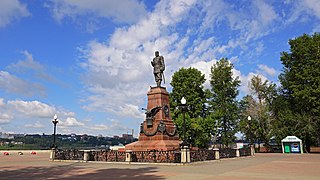 Photographie de la statue d'Alexandre III à Irkoutsk.