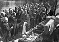 Gottfried Benn at the grave of Arno Holz