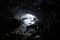 Ice caves formed at the foot of the Sierra Velluda in summer.