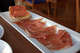 Sliced jamón ibérico