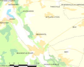 Mapa obce Beaumontel