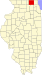 Harta statului Illinois indicând comitatul McHenry