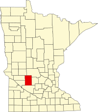 Kort over Minnesota med Kandiyohi County markeret