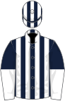 Dark blue and white stripes, halved sleeves