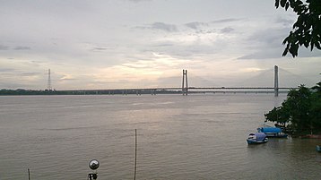 The Yamuna near Prayagraj in Uttar Pradesh, during the monsoon