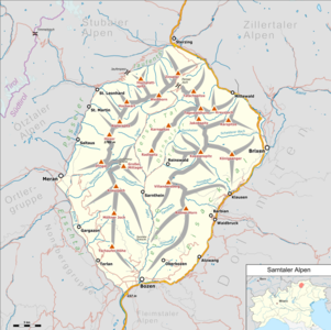 Übersichtskarte der Sarntaler Alpen