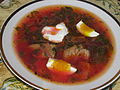 Ukrainian-style green borscht with sorrel and beets