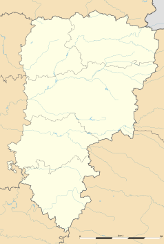 Mapa konturowa Aisne, blisko centrum na lewo znajduje się punkt z opisem „Chivres-Val”
