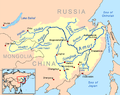 Chitá, a la orilla del río Ingodá, en mapa del río Amur