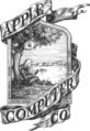 Le premier logo d'Apple Computer & Co avec Isaac Newton sous un pommier (dessiné par Ronald Wayne).