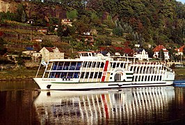 motor ship "August der Starke" on the Elbe near Pirna