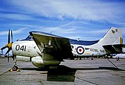 Gannet AEW.3; ventral radome, level stance, no engine exhaust at wing trailing edge, squared off tailfin