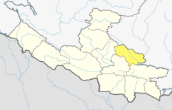 लुम्बिनी प्रदेशमा गुल्मीको (गाढा पहेँलो) स्थानको अवस्थिति